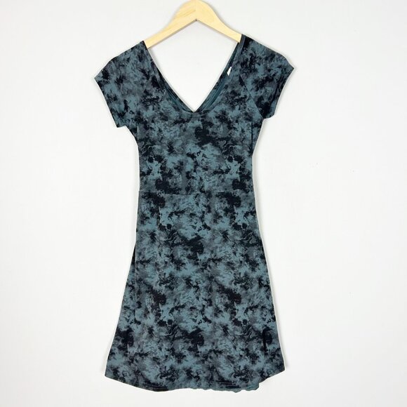 Pact Fit & Flare Cross Back Mini Dress Black & Blue Size Small Women's - Picture 1 of 4